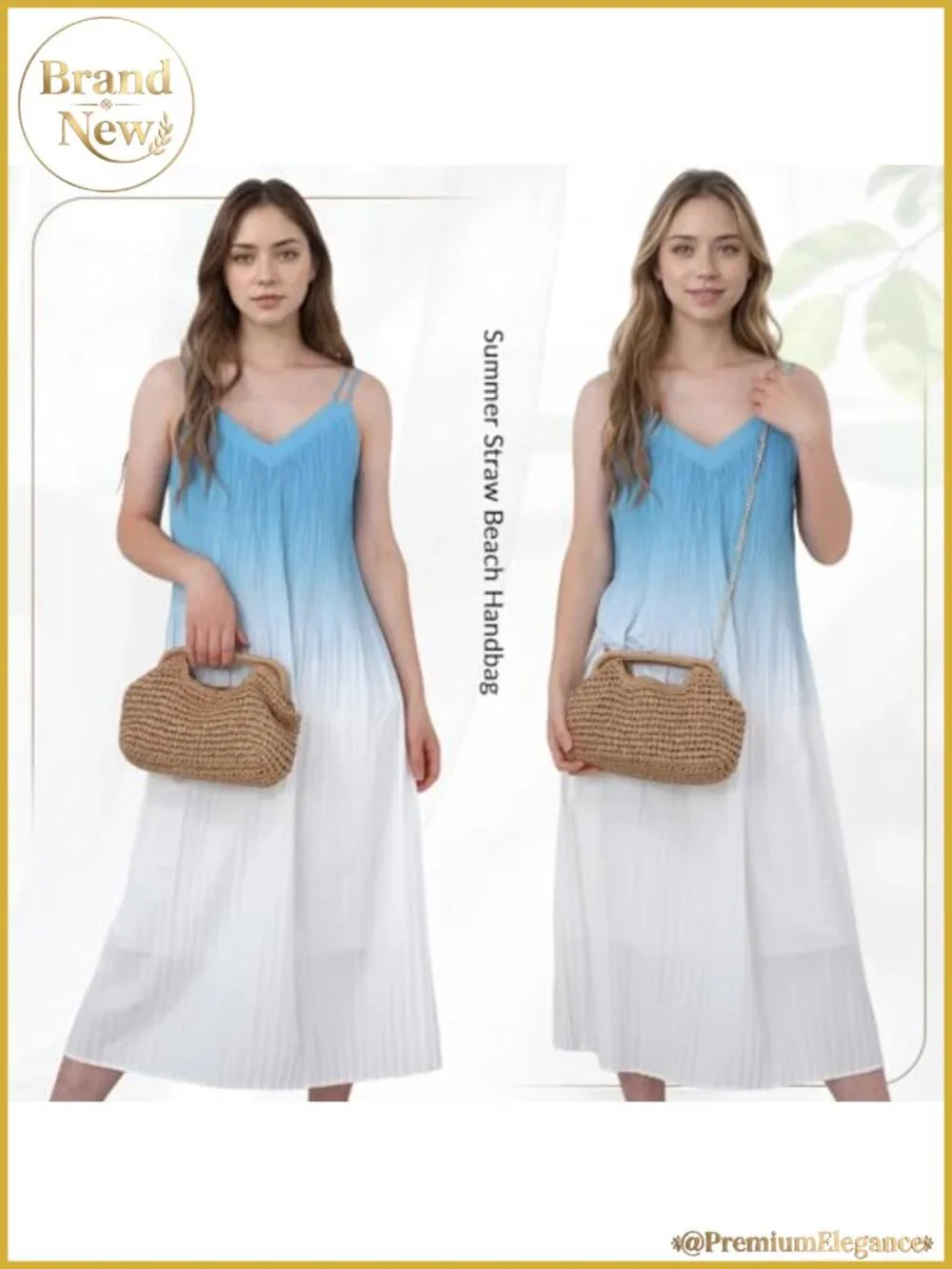 Woven Straw Dumpling Clutch Bag, Detachable Chain, Summer Beach Vacation Handbag